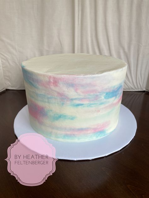 Pastel Pink And Blue Cake, Winter Gender Reveal Cake, Gender Reveal Small Cake, Simple Gender Reveal Cake Pink And Blue, Gender Reveal Cake Design, Pink Blue Cake, Pink And Blue Cake, Tye Dye Cake, Easter Gender Reveal