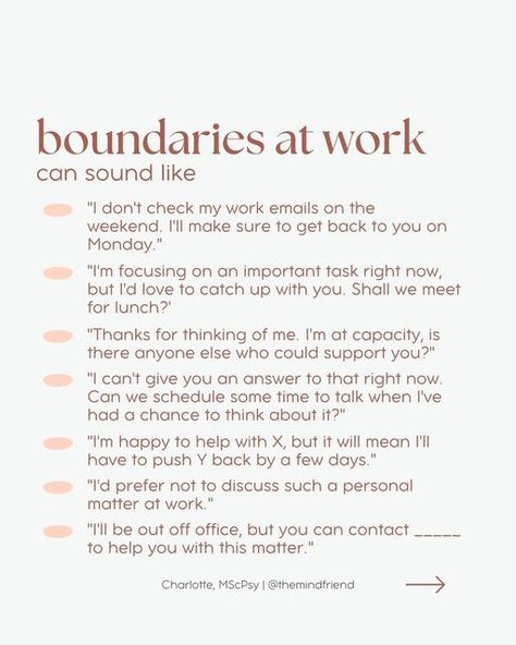 Professional Boundaries At Work, At Work Like, Work Advice For Women, Priorities Quotes Work, Set Boundaries At Work, Work Boundaries Examples, Boundaries At Work Sound Like, Setting Boundaries With Coworkers, Setting Work Boundaries