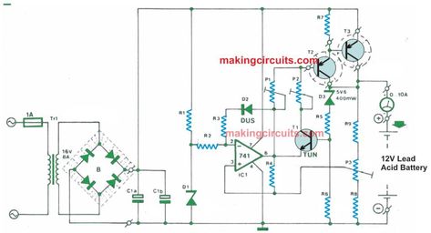 Lead Acid Battery Charger, Battery Charger Circuit, Automatic Battery Charger, Voltage Divider, Electronic Circuit Design, Pcb Design, Electronic Circuit, Circuit Design, Electronics Circuit