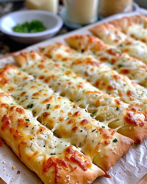 Homemade Garlic Bread Sticks, Cheesy Garlic Breadsticks, Garlic Breadsticks Recipe, Cheesy Garlic Breadsticks Recipe, Olive Garden Breadsticks, Italian Bread Sticks, Cravings Food, Cheesy Breadsticks, Homemade Garlic Bread