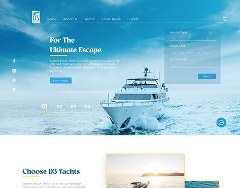 Yacht Website (UI/UX Design) :: Behance Website Ui Ux Design, Hotel Website Design, Yatch Boat, Ocean Sailing, Ui Ux App, Booking Website, Boat Storage, Yacht Rental, Yacht Broker