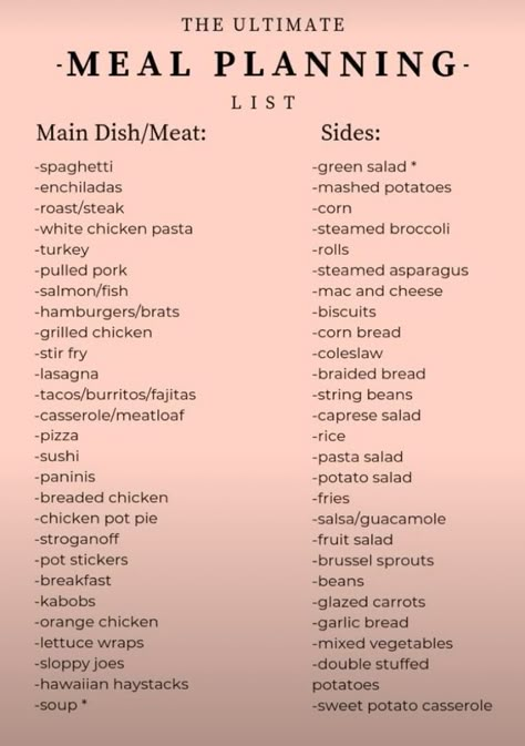 Meal Ideas For Single Person, Meal Prep For Family, Meal Plan For Family, Meal Planner Ideas, Family Cookbook Ideas, Healthy Weekly Meals, Meal Plan Shopping List, Monthly Meals, Dinner Planning Weekly