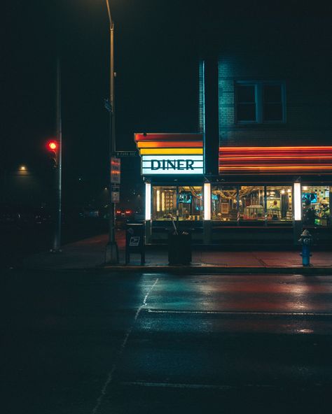 Laurel Diner vintage sign at night, Long Beach, New York Diner Movie, Long Beach New York, New York Night, Movie Shots, Hotel Motel, Posters Framed, Vintage New York, Historic Preservation, Image House