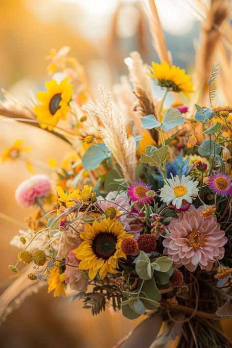 Wedding Decor Sunflowers, Lavender Yard, Wildflower Wedding Theme, Wildflower Wedding Bouquet, Sunflower Arrangements, Sunflower Wedding Bouquet, Pub Quiz, Wedding Bouquets Pink, Sunflower Bouquets