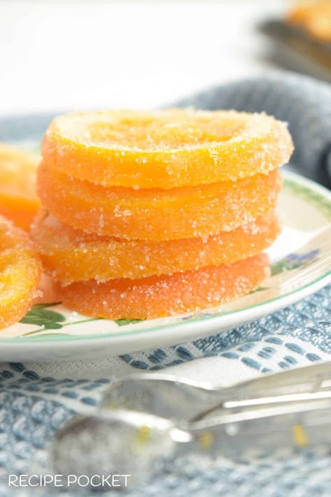 Easy Candied Orange Slices 7 Candied Orange Peel Easy, Orange Jelly Candy, Orange Candy Recipe, Candies Orange Slices, Candied Orange Slices Recipe, Sugared Orange Slices, Candied Oranges Recipe, Candy Orange Slices, Orange Slice Candy Recipe