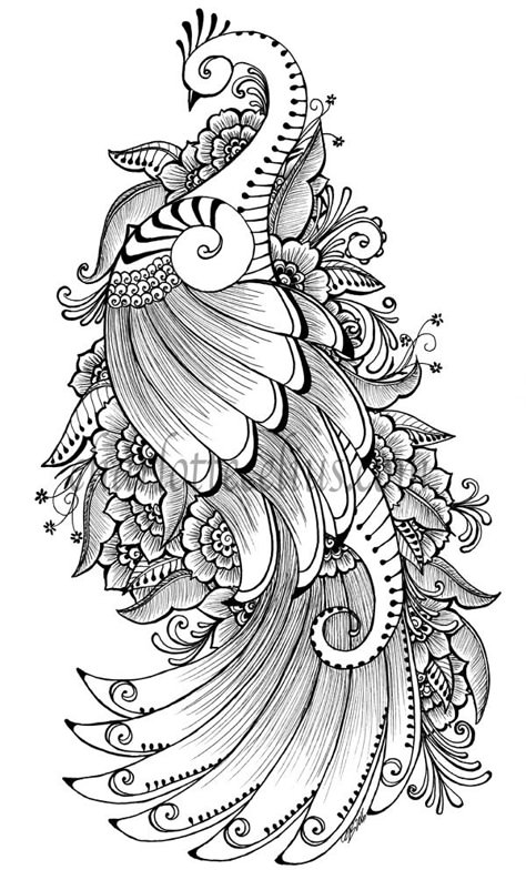 孔雀 Pickcock Drawing, Dancing Peacock Drawing, Peacock Mandala Art Easy, How To Draw A Peacock, Peacock Drawing Pencil, Mandala Peacock Design, Peacock Drawing Easy, Henna Peacock, Mandala Peacock