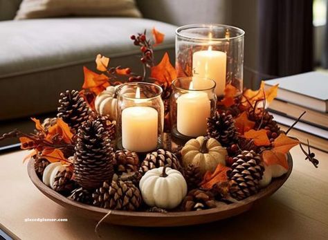 Fall Coffee Table Centerpieces, Autumnal Living Room Decor, Thanksgiving Living Room Decorations, Fall Decor Ideas For Living Room, Autumn Living Room, Decor Ideas For Living Room, Fall Coffee Table, Fall Table Centerpieces, Easy Fall Decor