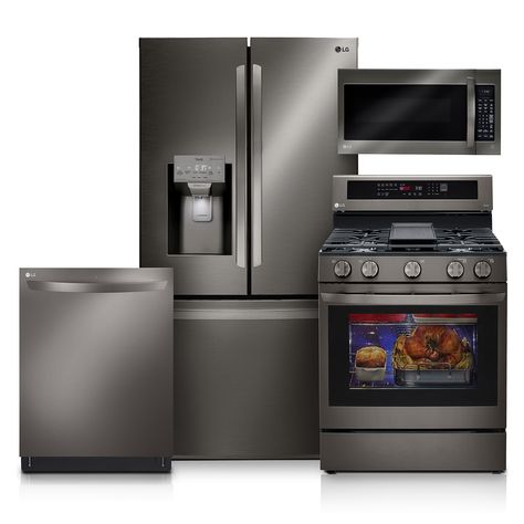 Lg Kitchen Appliances, Unique Utensils, Lg Microwave, Steel French Doors, Smart Refrigerator, Lg Appliances, Stemware Rack, Kitchen Appliance Packages, Built In Dishwasher