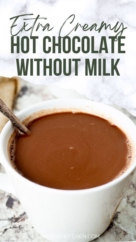 With a deep chocolate flavor and thick texture, all you need is nut butter (my simple secret ingredient) and a handful of other pantry staples plus about 10 minutes to make this scrumptious treat. Once you taste it, you won't believe this hot chocolate is made without any milk! Hot Chocolate Without Milk, Easy Holiday Drinks, Best Hot Chocolate Recipes, Peanut Butter Hot Chocolate, The Best Hot Chocolate, Classic Hot Chocolate, Best Hot Chocolate, Chocolate Garnishes, Hot Cocoa Recipe