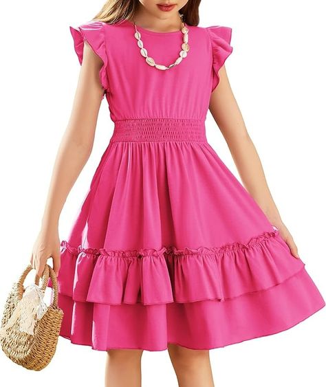 Amazon.com: Arshiner Girls Flutter Sleeve A-Line Sundress Casual Summer Tiered Swing Midi Pocket Dress Black for 3-4T: Clothing, Shoes & Jewelry Sundress Casual, Cotton Frocks, Butterfly Sleeve, Butterfly Sleeves, Vestido Casual, Pocket Dress, Dress With Pockets, Casual Girl, Flutter Sleeve