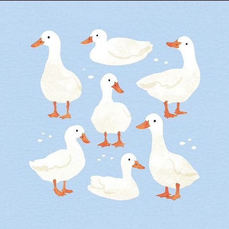 Runner Duck Illustration, Duck Art Cute, Simple Duck Painting, Blue And White Nursery, Ducks Art, Duck Light, Goose Drawing, Duck Graphic, Duck Illustration