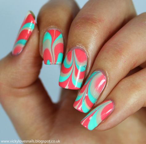 Turquoise And Coral Nails, Turquoise And Pink Nails, Nails With Turquoise, Nails Turquoise, Nails June, Coral Nails With Design, Bright Summer Acrylic Nails, Beachy Nails, Turquoise Nails