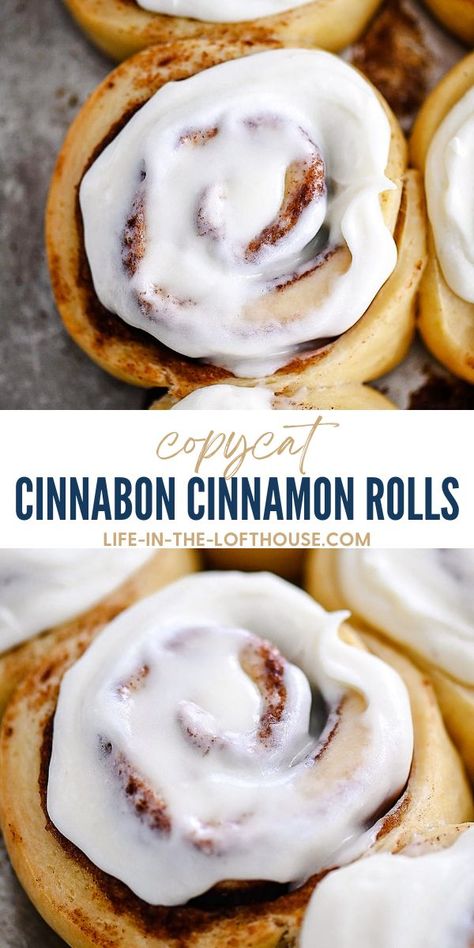 Copycat Cinnabon Cinnamon Rolls - Life In The Lofthouse Cinnabon Cinnamon Rolls Copycat, Cinnamon Rolls Cinnabon, Life In The Lofthouse Recipes, Copycat Cinnabon Recipe, Copycat Cinnabon Cinnamon Rolls, Cinnabon Copycat, Quick Yeast Rolls, Copycat Cinnabon, Types Of Cinnamon