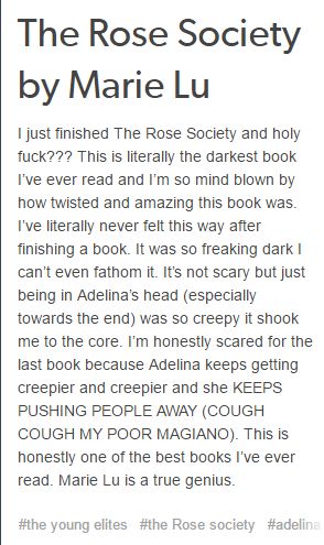 Omg I'm going to read it...I has read the young elites (1) and I'm so excited to read the second...aaaaaaaasassaaaasaaaaaah The Young Elites Fanart, The Young Elites, The Rose Society, Marie Lu Books, Admission Essay, Maxon Schreave, Marie Lu, College Writing, Free Tv Shows