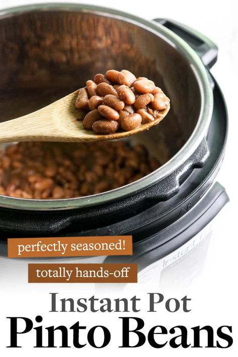 Instant Pot Pinto Beans are quick and easy to prepare. All you have to do is add the ingredients to the pot, press a button, and walk away. Cooking beans from scratch has never been easier! Instant Pot Pinto Beans, Instant Pot Beans Recipe, Pressure Cooker Beans, Cooking Beans, Pinto Bean Recipes, Soup Beans, How To Cook Beans, Best Instant Pot Recipe, Instant Pot Soup