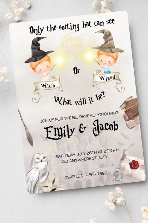 Harry Potter Themed Gender Reveal Party, Harry Potter Gender Reveal Invitation, Hogwarts Gender Reveal, Harry Potter Baby Gender Reveal, Harry Potter Gender Reveal Cake, Harry Potter Gender Reveal Decorations, Gender Reveal Ideas Harry Potter Theme, Harry Potter Themed Gender Reveal, Gender Reveal Harry Potter Theme