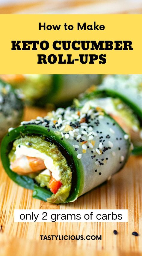 Tunacado Cucumber Roll, Keto Cucumber Recipes, Shrimp Recipe Ideas, Keto Guacamole Recipe, Healthy Keto Lunch, Keto Cucumber, Cucumber Shrimp, Breakfast Ideas Easy Healthy, Cucumber Roll Ups