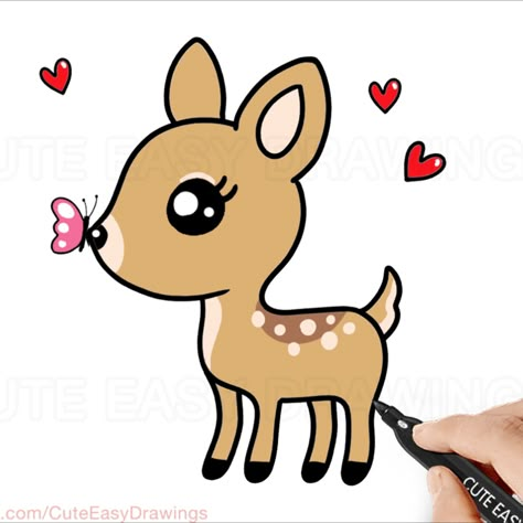 #cuteeasydrawings #cedfansclub #easydrawings #cutedrawings #easy #cute #cutedrawings #draw  #drawing #drawingvideo   #art #painting Deer Drawings Easy, Drawing Of Deer Easy, How To Draw A Fawn, How To Draw A Deer Easy, Deer Easy Drawing, Deer Cartoon Drawing, Deer Drawing Cute, Easy Deer Drawing, Cute Deer Drawing