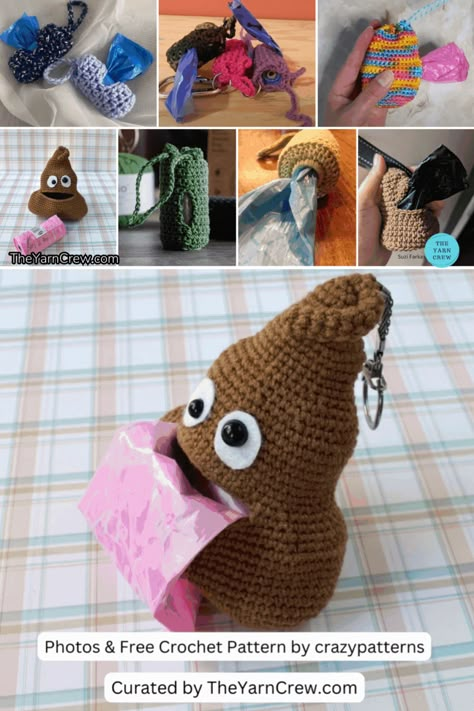 I made a list of free crochet patterns for dog poop bag holders. Crochet any of these patterns and use them as gifts for a pet owner you know. All the patterns in the collection have direct links to the pattern with credits to the designers and short information that will help you to decide if they are the right ones for you. Crochet patterns curated by TheYarnCrew. Crochet Patterns For Dogs Free, Crochet Poop Pattern, Crochet Dog Poop Bag Holder, Crochet Dog Poop Bag Holder Free Pattern, Crochet Poop Emoji Pattern Free, Poop Emoji Crochet Pattern Free, Free Crochet Patterns For Dogs, Crochet Poop Bag Holder, Crochet Patterns For Dogs