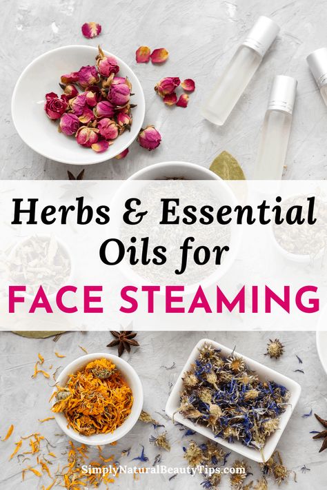 Wondering what you can do to boost your facial steaming routine and improve acne skincare? This article gives you tips on the herbs for face steaming, benefits of an herbal facial steam, herbal face steam recipes and essential oils for face steaming. It's everything you need for an effective, DIY face steam at home. Herbs For Face, Oils For Face, Face Steam, Herbal Facial Steam, Herbal Facial, Steaming Your Face, Face Steaming, Essential Oils For Face, Green Tea Face