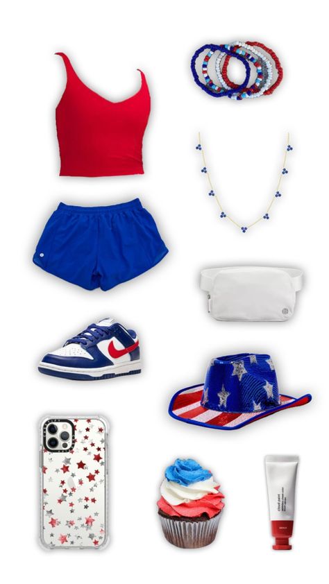 Some 4th of July outfit inspo!🇺🇸 #lululemon #4thofjuly #outfitinspo 4 Of July Outfit, Preppy 4th Of July, Cute Fourth Of July Outfits, 4th Of July Fits, Tsitp Outfits, July Vibes, 4th Of July Pics, Girly Gifts Ideas, July Outfit Ideas