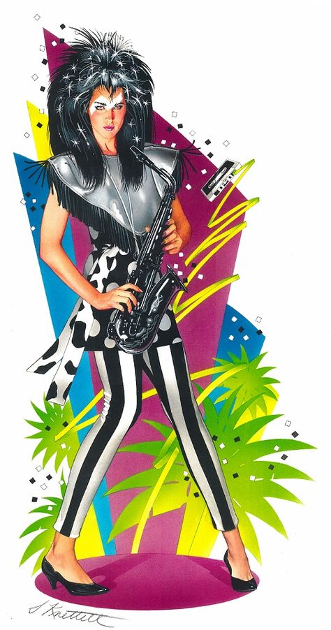 80s Illustration Art, Jem And The Holograms Outfits, 80s Character Design, Jem And The Holograms Costume, 80s Animation, 80s Mtv, 80s Artwork, Gem And The Holograms, Jem Costume