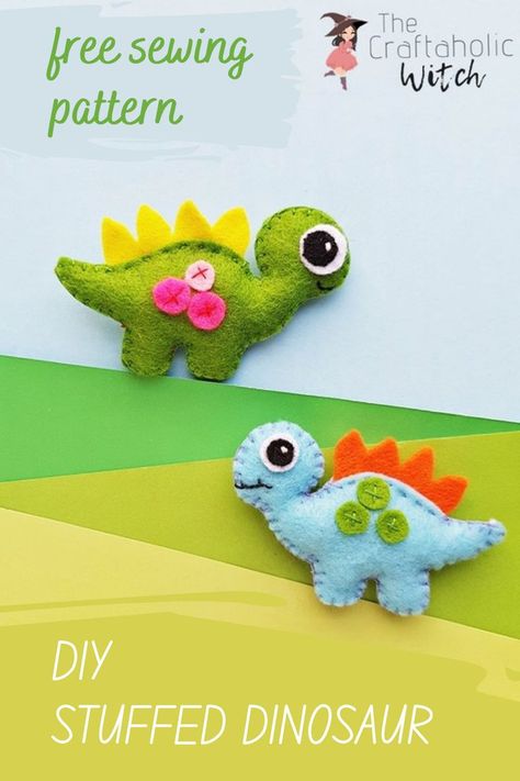 Dinosaur Toy Pattern Sewing, Diy Dino Stuffed Animal, Diy Stuffed Dinosaur Pattern, Diy Mini Stuffed Toys, Fabric Dinosaur Pattern Free, Easy Scrap Fabric Stuffed Animals, How To Make Stuffed Animals Diy, Simple Soft Toys To Sew, Free Patterns For Felt Animals