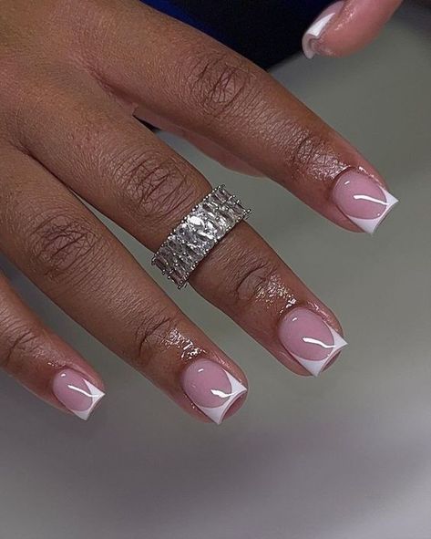 What French Tip Nails, French Nail Ideas Short, Beautiful Gel Nails Designs, Short Nails Deep French, Extra Short Acrylic Nails French Tip, Short Short French Tip Acrylic Nails, Classic French Tip Nails Square Short, Very Short French Tip Acrylic Nails, Short Acrylic Frenchies