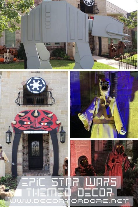 Epic Star Wars Themed Decor - Decor To Adore Star Wars Diy Decorations, Star Wars Trunk Or Treat Ideas, Star Wars Halloween Decorations, Star Wars Props, Star Wars Party Decorations, Tusken Raider, At At Walker, Storm Troopers, Star Wars Decor