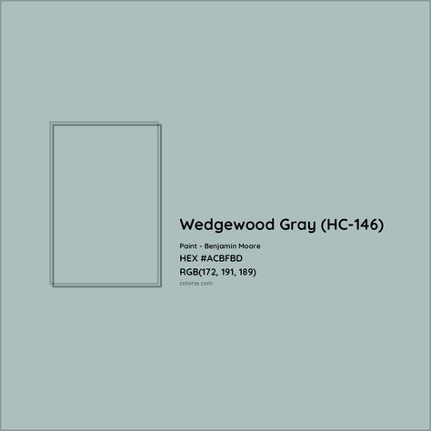 Benjamin Moore Wedgewood Gray (HC-146) Paint color codes, similar paints and colors Wedge Wood Grey Benjamin Moore, Wedgewood Gray Benjamin Moore, Benjamin Moore Wedgewood Gray, Wedgewood Gray, Historic Paint Colours, Analogous Color Scheme, Paint Color Codes, Rgb Color Codes, Hexadecimal Color