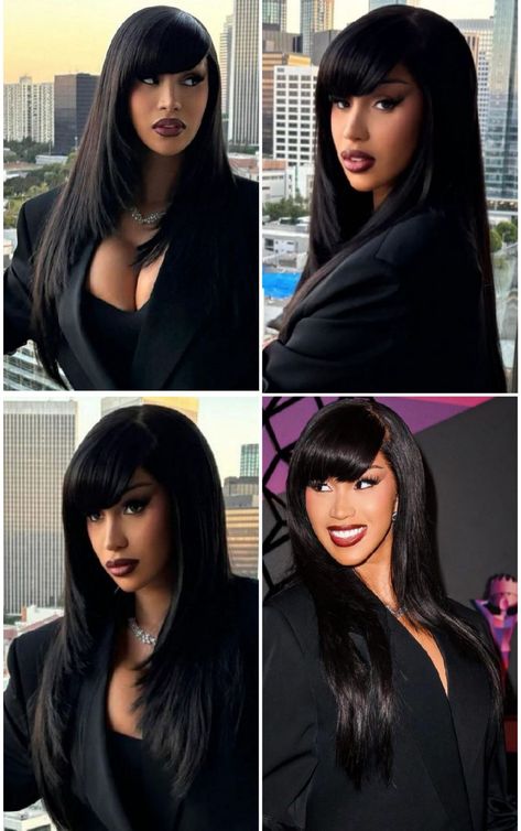 Ponytail With Straight Bangs, Side Part Feathered Bangs, Wet Bob Look, Quick Styles Black Women, Long Bob With Bangs Black Women, Deep Side Part Bangs, Hairstyles For Side Bangs, Weave With Bangs Black Women, Black Y2k Hairstyles