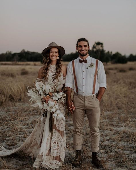 Boho Wedding Outfit Men, Wedding Hats For Bride, Bohemian Groom, Wide Brim Hat Outfit, Flower Crown Wedding Hair, Rustic Wedding Attire, Groom Wedding Outfit, Love Is A Beautiful Thing, Camp Fires