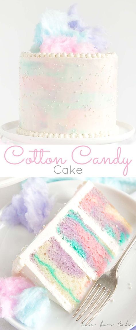 Mermaid Cake Flavors, Pretty Pink Desserts, Candy Cake Ideas Birthday Diy, Cotton Candy Birthday Party Decorations, Cotton Candy Birthday Party Ideas, Pastel Buttercream Cake, Trendy Cake Designs 2023, Pastel Birthday Cake Ideas, Cotton Candy Cake Ideas