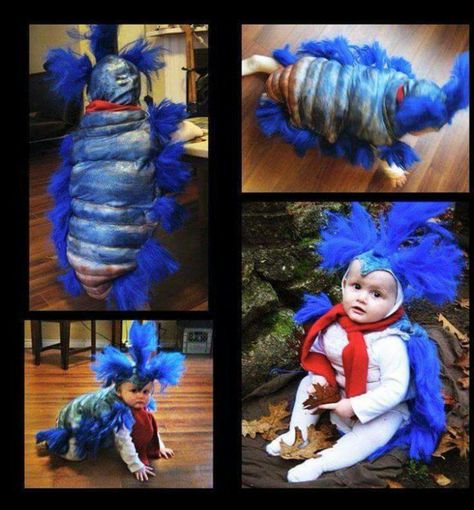 The Worm costume from Labyrinth Labrynth Worm Costume, Worm Costume, Labyrinth Costume, Labyrinth Worm, Labyrinth Movie, The Goblin, Halloween Parade, Goblin King, Baby Costume