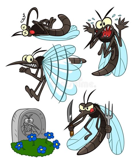 Mosquito set royalty free illustration Mosquito Drawing, Cartoon Mosquito, Funny Mosquito, Inkscape Tutorials, Bee Pictures, Animal Silhouette, Animal Sketches, Anatomy Art, Character Design References