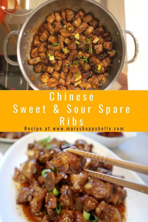 Chinese Sweet and Sour Spare Ribs - Mary's Happy Belly Sweet And Sour Spare Ribs, Sweet And Sour Spareribs, Pork Spare Ribs Recipe, Spare Ribs Recipe, Spareribs Recipe, Curry Soup Recipes, Pork Spare Ribs, Happy Belly, Ribs Recipe