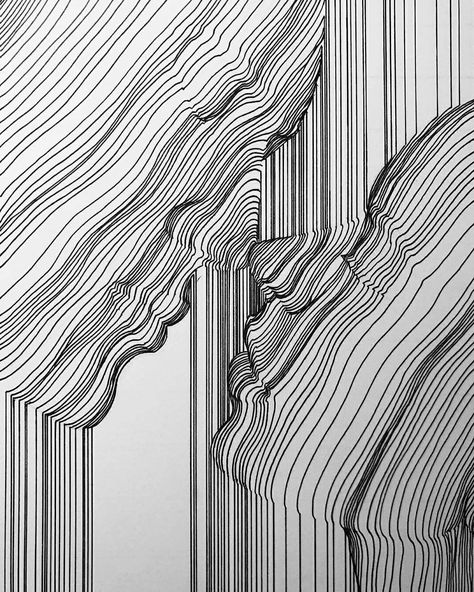 No photo description available. Nester Formentera, Contour Line Art, Illusion Art, Elements Of Art, Line Art Drawings, Op Art, Bolivia, Art Videos, The Soul