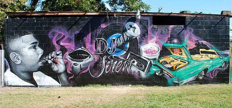 Dj Screw Mural | Flickr - Photo Sharing! Dj Screw, Paul Wall, Chopped And Screwed, Bun B, Houston Art, Abu Dhabi Grand Prix, Rap Albums, Iconic Wallpaper, Graffiti Murals