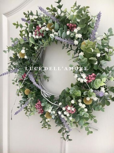 Summer Front Door, Crazy Aunt, Wreath Ring, Boho Wreath, Heart Shaped Wreaths, Indoor Wreath, Summer Front Door Wreath, Summer Meadow, Lavender Wreath