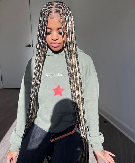 Mixed Braids, Big Box Braids Hairstyles, Black Ponytail Hairstyles, Blonde Braids, Braided Cornrow Hairstyles, Box Braids Hairstyles For Black Women, Cute Braided Hairstyles, Dyed Hair Inspiration, Braids Hairstyles Pictures