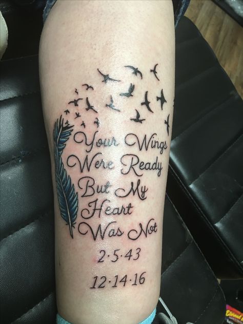 💙 In memory of my grandmother 💙 by Brian Lansing Tattoos For Grandparents, Grandmother Tattoo, Ankle Tattoo For Girl, Grandma Tattoos, Feather With Birds Tattoo, Rip Tattoo, Bird Tattoo Wrist, Good Tattoo Quotes, Remembrance Tattoos