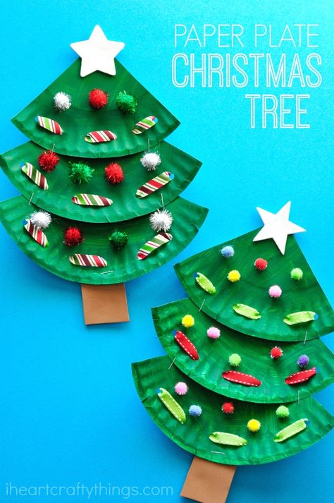 Fun paper plate Christmas tree craft for kids, preschool Christmas crafts, Christmas fine motor activities, Christmas art projects for kids. Green Paper Plate Craft, Paper Plate Santa Craft For Kids, Santa Art Projects For Kids, Santa Crafts For Kids, Christmas Countdown Craft, Paper Plate Christmas Tree, Plate Christmas Tree, Christmas Projects For Kids, Trin For Trin Tegning