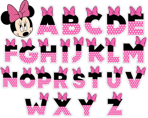 Minnie Mouse Letters Alphabet Pink, Minnie Mouse Letters Printable, Minnie Alphabet Letters, Minnie Mouse Letters Alphabet, Minnie Mouse Letters, Minnie Mouse Font, Minnie Mouse Template, Letters Drawing, Minnie Mouse Party Supplies