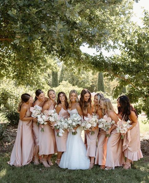 Show Me Your Mumu Bridesmaid Pink, Wedding Bridesmaid Dresses Rose Gold, Bridesmaid Dresses Silk Pink, Weddings Bridesmaids Dresses, Bridesmades Dresses Pink, Champagne And Rose Wedding, Light Rose Bridesmaid Dresses, Mismatched Bridesmaid Dresses Pink Blushes, Blush And Champagne Bridesmaid Dresses Mismatched