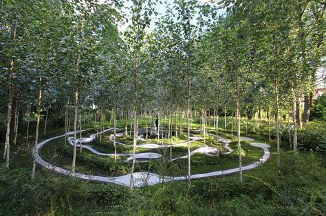 Birchbone Garden by Charles Jencks Charles Jencks, Garden Of Cosmic Speculation, Landscape Elements, Landscape Architecture Design, Urban Park, Parking Design, Modern Landscaping, Land Art, Landscape Architect