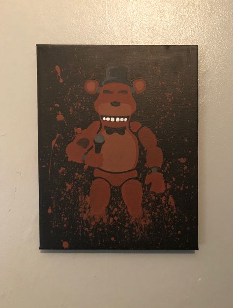 Five Nights At Freddy's Painting, Fnaf Canvas Painting, Fnaf Painting Ideas, Fnaf Painting, Five Nights At Freddy's Dibujos, Painting Birthday, Watercolor Art Landscape, Fox Painting, Cartoon Painting