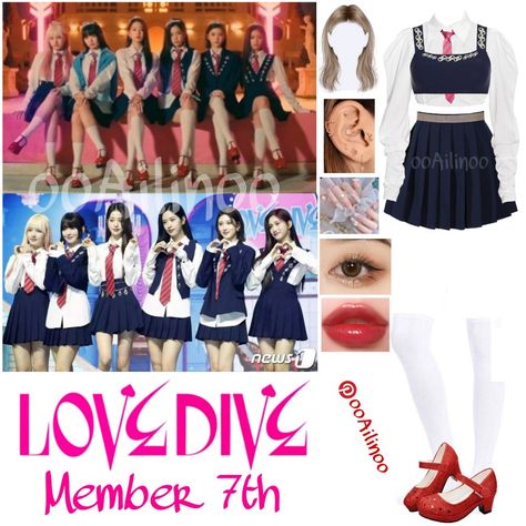 Love Dive Outfit Ideas, Love Dive Outfits Inspired, Ive 7th Member Outfits Love Dive, Love Dive Outfits, Ive 7th Member Outfits, Mv Outfits, Outfits Concert, Outfit Kpop, Elizabeth Smith