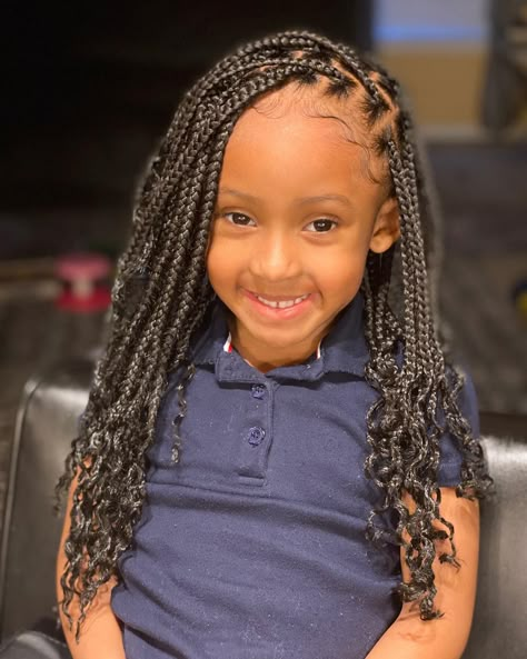 Medium Knotless Braid Braids For Black Kids, Kids Box Braids, Black Kids Braids Hairstyles, Tan Skin Blonde Hair, Braids Ideas, Cute Braided Hairstyles, Braids Hairstyles Pictures, Braided Ponytail Hairstyles, Girls Hairstyles Braids