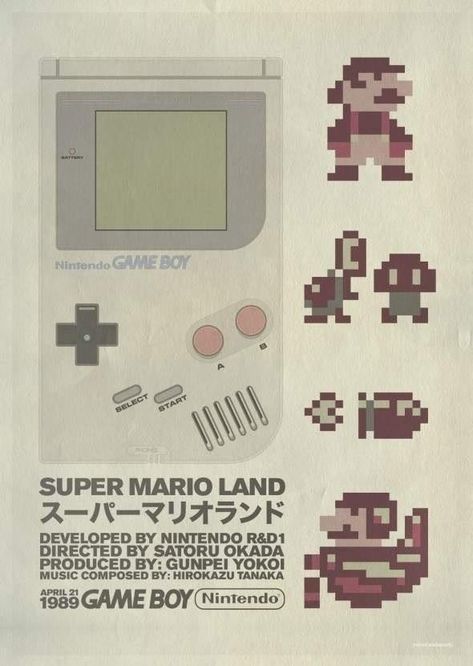 Mario Land, Super Mario Land, Kirby Nintendo, Nintendo Classic, Nintendo 2ds, Retro Gaming Art, Nintendo Sega, Video Game Posters, Sega Games