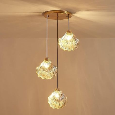 Decorique Home 23007 3-Light Seashell Pendant Chandelier Ocean-Inspired Ceiling Light Fixture for Dining Room, Bathroom, Bedroom, and Living Room - Amazon.com Seashell Chandelier, Room Amazon, Seashell Pendants, Bedroom And Living Room, Ceiling Light Fixture, Ocean Inspired, Room Bathroom, Ocean Inspiration, Pendant Chandelier